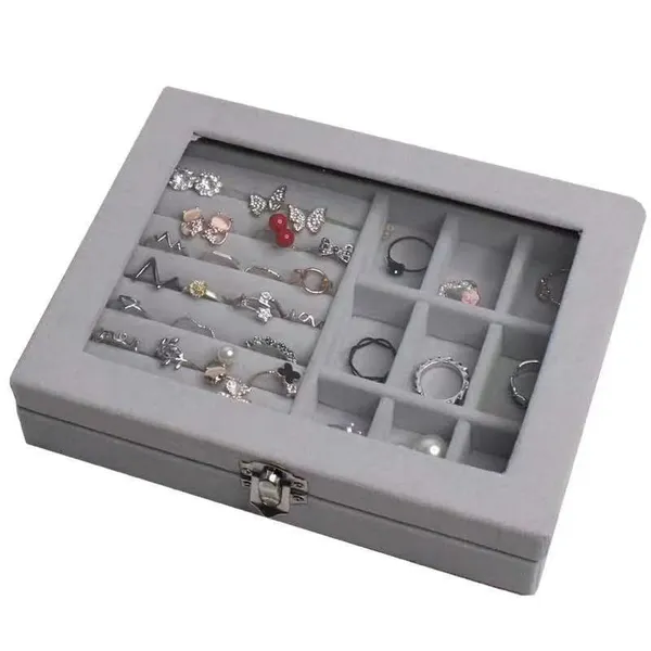 Grey_Jewellery_Organisers_Gifts_Velvet_Clear_Lid_Portable_Home_Jwell_Organizer_Storage_Box_Case_With_Dividers_Container_For_Rings,_Earrings,_Necklace_For_Girls_And_Women