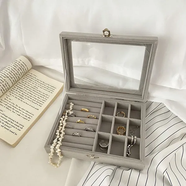 Grey_Jewellery_Organisers_Gifts_Velvet_Clear_Lid_Portable_Home_Jwell_Organizer_Storage_Box_Case_With_Dividers_Container_For_Rings,_Earrings,_Necklace_For_Girls_And_Women