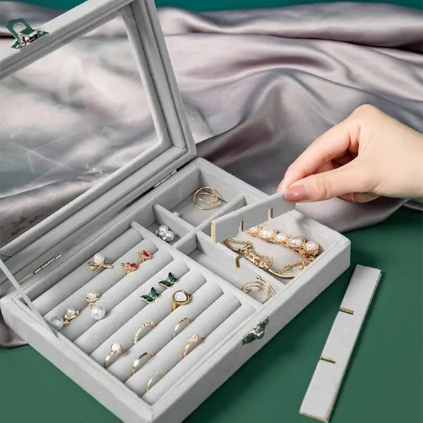 Grey_Jewellery_Organisers_Gifts_Velvet_Clear_Lid_Portable_Home_Jwell_Organizer_Storage_Box_Case_With_Dividers_Container_For_Rings,_Earrings,_Necklace_For_Girls_And_Women