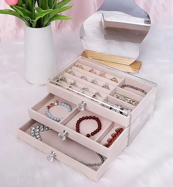 Silver_And_White_Acrylic_Jewelry_Organizer_With_Drawers_|_3_Layer_Earring_Storage_Box_With_10_Compartment_And_7_Ear_Studs_For_Women_|_Transparent_Display_Storage_Case_For_Earrings_Necklace_Ring_Bracelet_Pack_Of_2