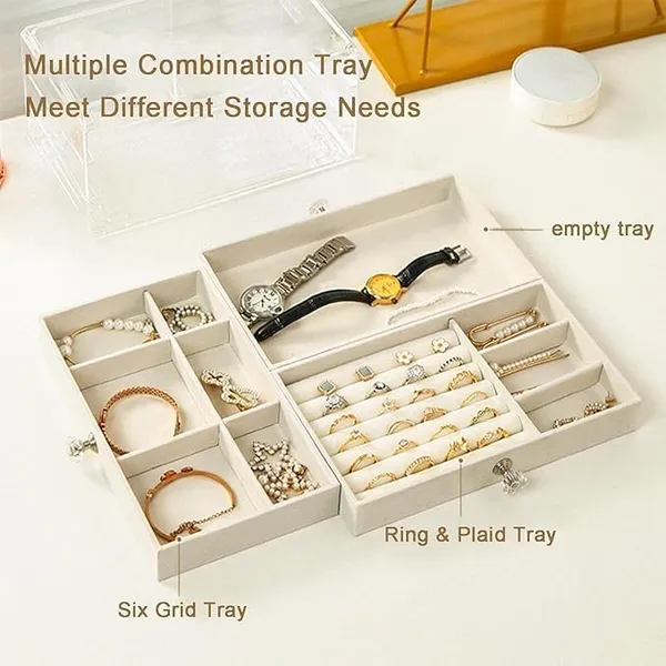 Silver_And_White_Acrylic_Jewelry_Organizer_With_Drawers_|_3_Layer_Earring_Storage_Box_With_10_Compartment_And_7_Ear_Studs_For_Women_|_Transparent_Display_Storage_Case_For_Earrings_Necklace_Ring_Bracelet_Pack_Of_2