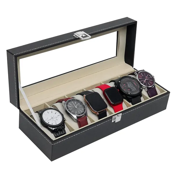 Black_Leather_World_Faux_Leather_Watch_Box_Organizer__Watch_Case_Box_For_Men_&_Women__Wrist_Watch_Box_Holder_6_Slots__Removable_Watch_Pillows_Display_Case__Gift_For_Loved_Ones