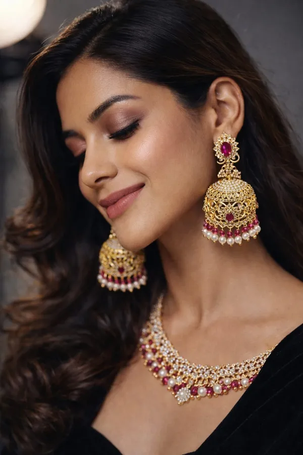 Ruby_Pink_Gold_Plated_Finish_Jhumka_Earrings_(pressing_type)