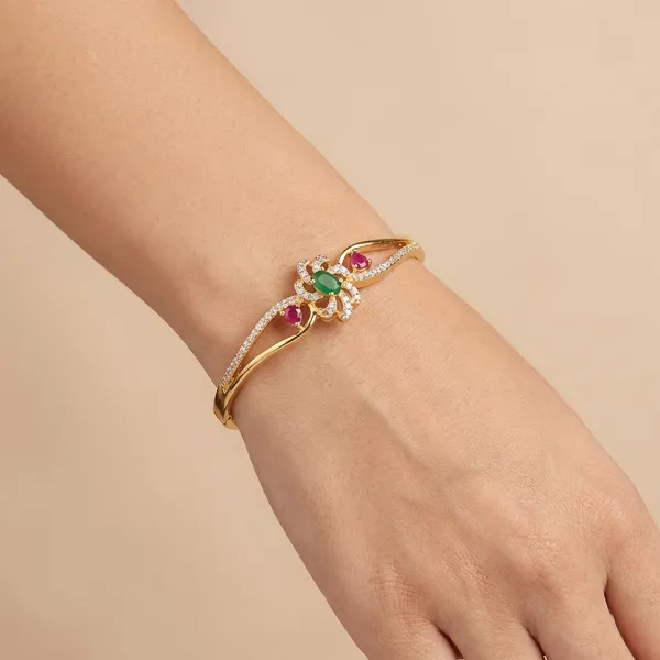 Golden_Ruby_And_Emerald_Studded_Gold_Plated_Metal_Openable_Bracelet_For_Women