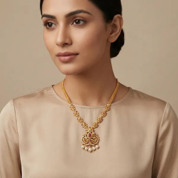 Golden_Ruby_And_Emerald_Studded_Gold_Plated_Metal_Pearl_Drop_Long_Necklace_For_Women