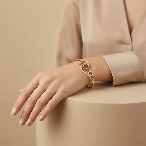 Golden_Ruby_And_Emerald_Studded_Gold_Plated_Metal_Openable_Bracelet_For_Women