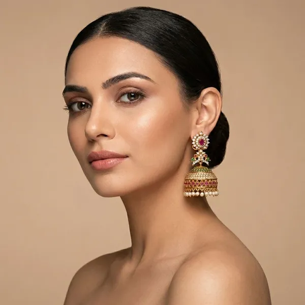 Multicolor_Gold_Plated_Matte_Earrings_For_Women
