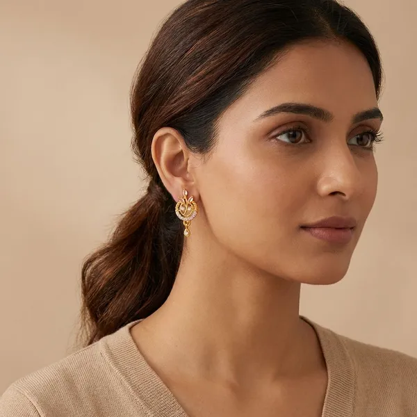 Pink_And_Gold_Plated_Gold_Plated_Earrings_For_Women