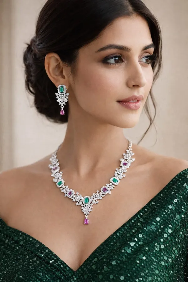 Emerald_And_Ruby_Premium_Silver_Necklace_Set