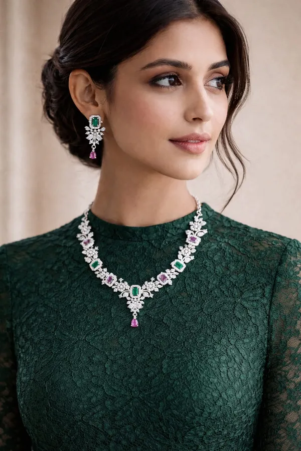 Emerald_And_Ruby_Premium_Silver_Necklace_Set