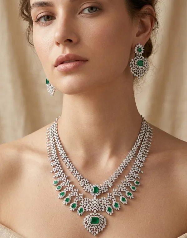 Emerald_Green_And_Silver_Premium_Necklace_Set_For_Women