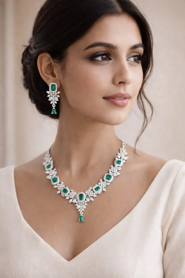 Emerald_Green_Premium_Silver_Necklace_Set