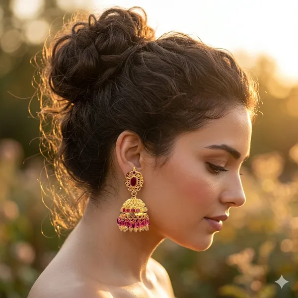 Ruby_Pink_Gold_Plated_Jhumka_Earrings_For_Women_