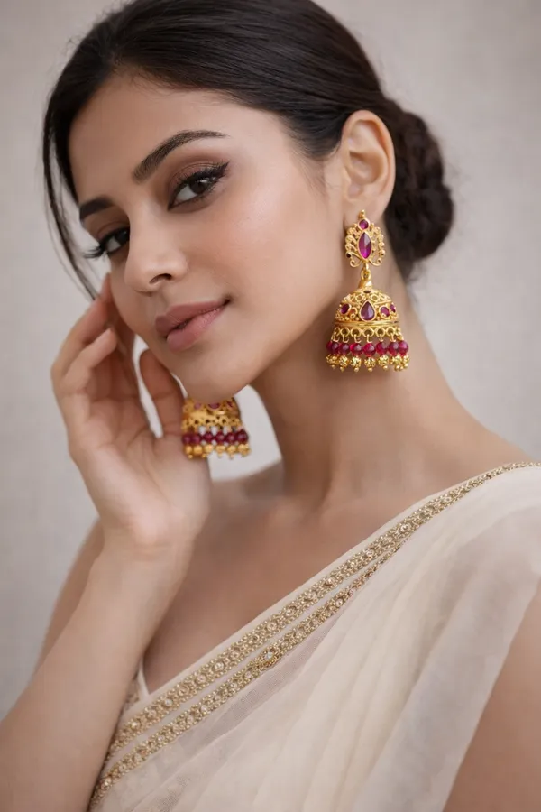 Ruby_Pink_Gold_Plated_Jhumka_Earrings_For_Women