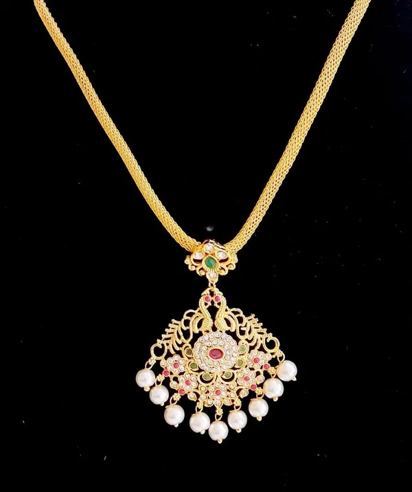 Multicolor_Gold_Plated_Gold_Stone_Studded_Pendant_Chain_For_Women
