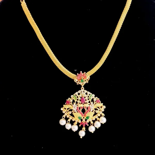 Multicolor_Gold_Plated_Gold_Stone_Studded_Pendant_Chain_For_Women