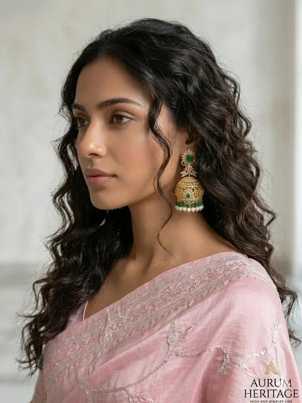 Emerald_Green_Studded_Gold_Plated_Jhumka_Earrings_For_Women_(pressing_type)