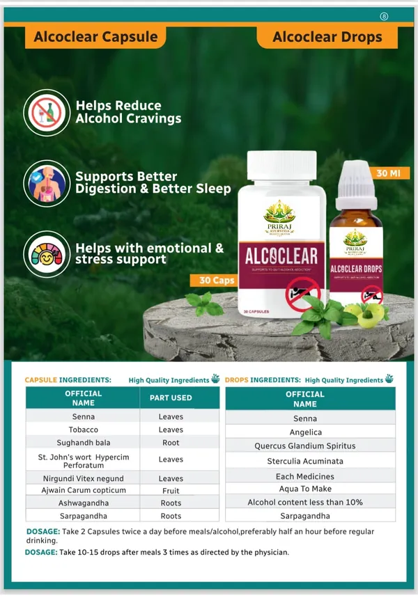 White_And_Maroon_Alcoclear_Ayurvedic_Supplement_Capsules_&_Drops_For_Alcohol_Craving_Control_&_Stress_Support_(30_Capsules_+_30Ml_Drops)_Combo_Pack
