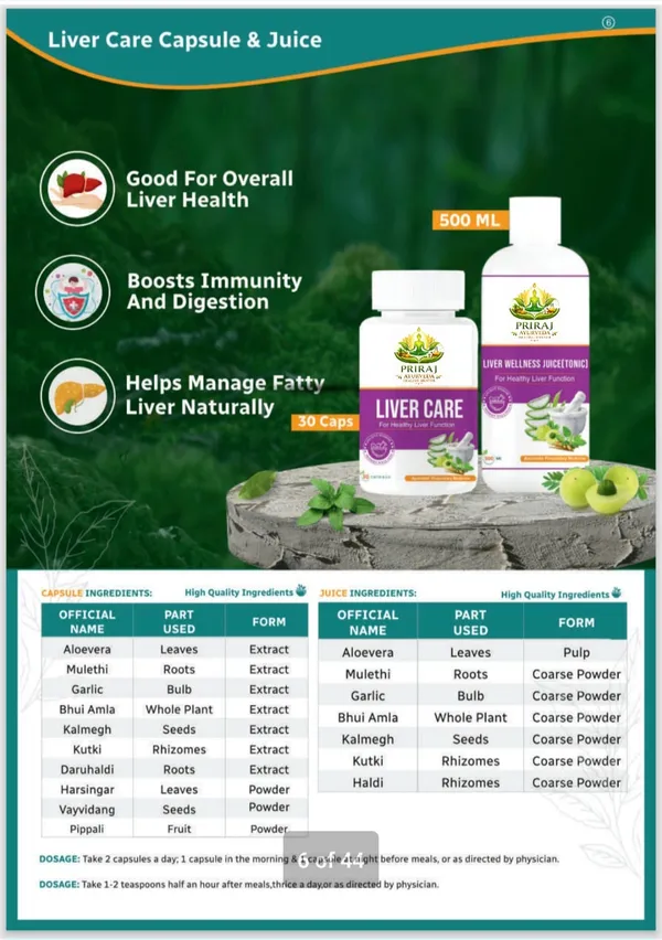 White_And_Violet_Priraj_Ayurvedic_Liver_Wellness_Formula_Care_Capsule_&_Juice_(Pack_Of_2)