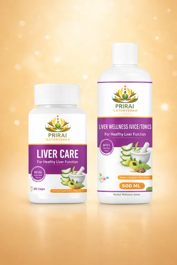 White_And_Violet_Priraj_Ayurvedic_Liver_Wellness_Formula_Care_Capsule_&_Juice_(Pack_Of_2)