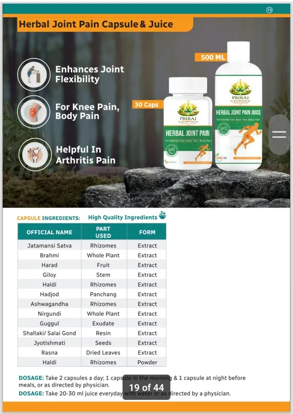 White_And_Green_Priraj_Herbal_Joint_Pain_Relief_Capsules_&_Juice_Combo_(30_Capsules_+_500Ml_Juice)_Combo_Pack