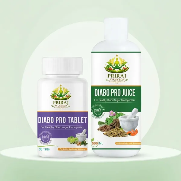 White_And_Purple_Diabo_Pro_Ayurvedic_Diabetes_Management_Supplement_Tablet_&_Juice_By_Primal_Ayurveda_(30_Tablets_+_500Ml_Juice)_Combo_Pack