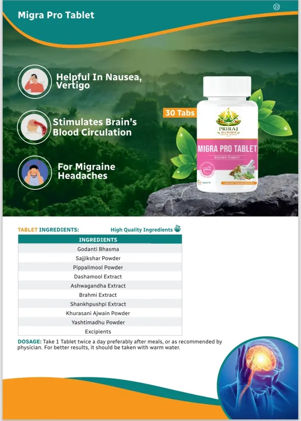 White_And_Pink_Migra_Pro_Ayurvedic_Herbal_Supplement_Tablet_For_Migraine_Relief_(30_Tablets)