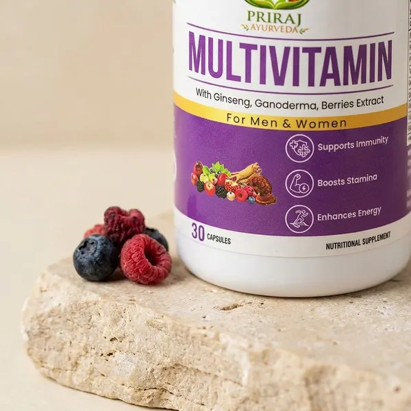 White_And_Purple_Priraj_Multivitamin_Capsule_With_Ginseng,_Ganoderma_&_Berries_Extract_(30_Capsules)