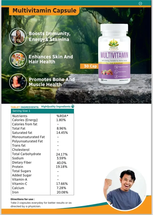 White_And_Purple_Priraj_Multivitamin_Capsule_With_Ginseng,_Ganoderma_&_Berries_Extract_(30_Capsules)