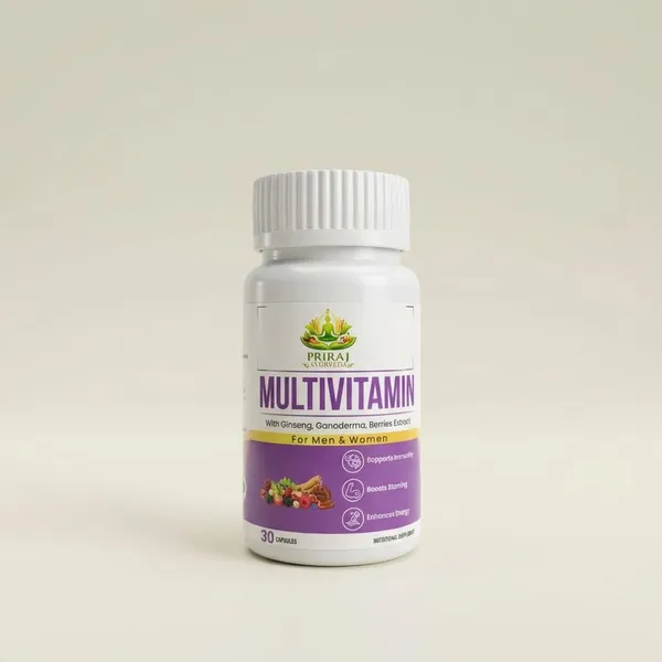 White_And_Purple_Priraj_Multivitamin_Capsule_With_Ginseng,_Ganoderma_&_Berries_Extract_(30_Capsules)