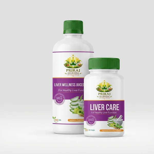 White_And_Violet_Priraj_Ayurvedic_Liver_Wellness_Formula_Care_Capsule_&_Juice_(Pack_Of_2)