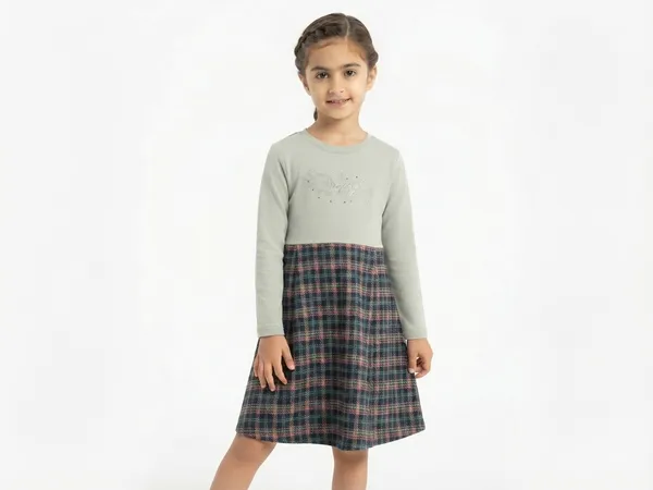 Grey_Plaid_A-Line_Dress_for_Girls