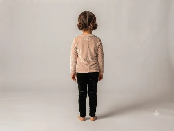 Peach_Velvet_Full_Sleeve_Top_And_Black_Leggings_Set_for_Girls