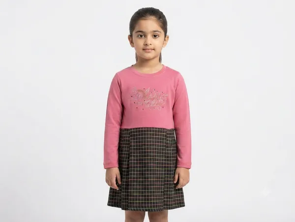Pink_Plaid_Long_Sleeve_Dress_for_Girls