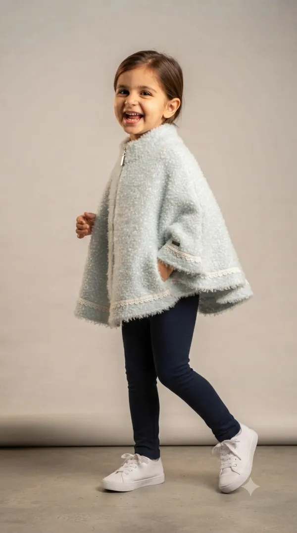 Blue_Fleece_Poncho_For_Girls