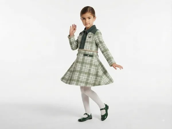 Green_Plaid_Long_Sleeve_Dress_for_Girls