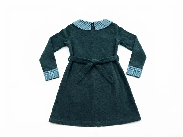 Black_Textured_Full_Sleeve_A-Line_Dress_for_Girls