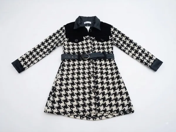Black_And_White_Houndstooth_Long_Sleeve_Dress_for_Girls