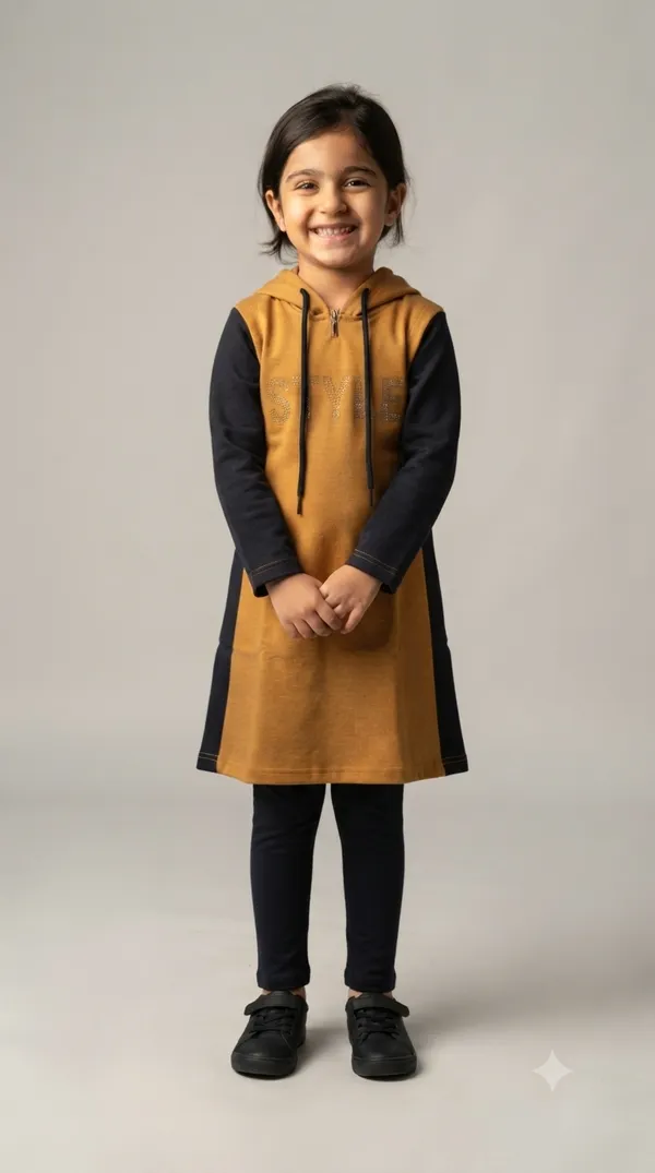 Mustard_Full_Sleeve_Hooded_Dress_Set_for_Girls