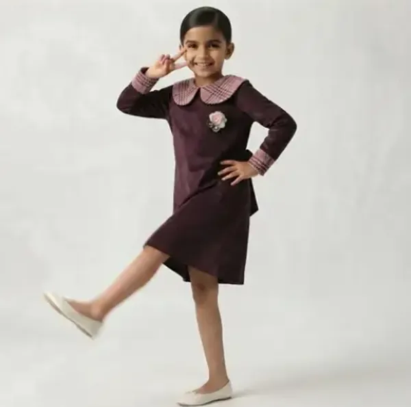 Maroon_Checked_Collar_Dress_for_Girls