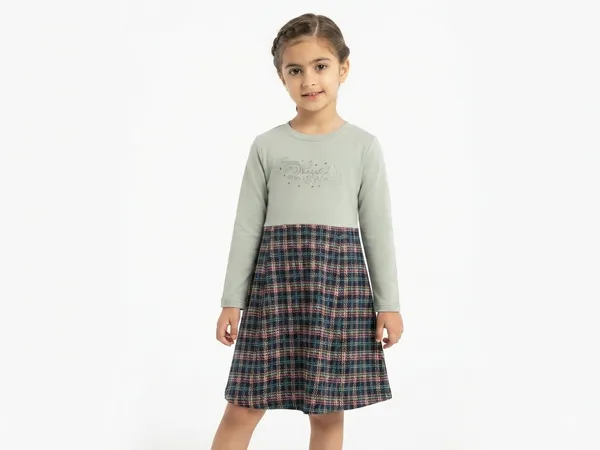 Grey_Plaid_A-Line_Dress_for_Girls