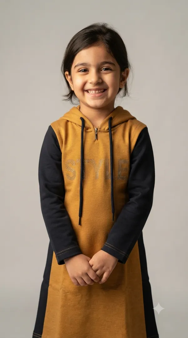 Mustard_Full_Sleeve_Hooded_Dress_Set_for_Girls