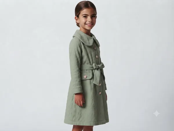 Sage_Green_Textured_Belted_Coat_for_Girls