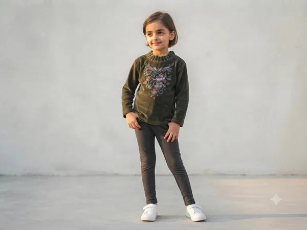 Olive_Velvet_Regular_Fit_Sweatshirt_for_Girls