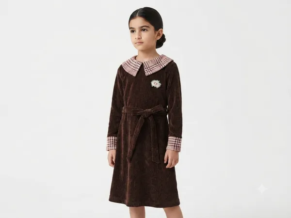 Brown_Velvet_Collared_Dress_for_Girls