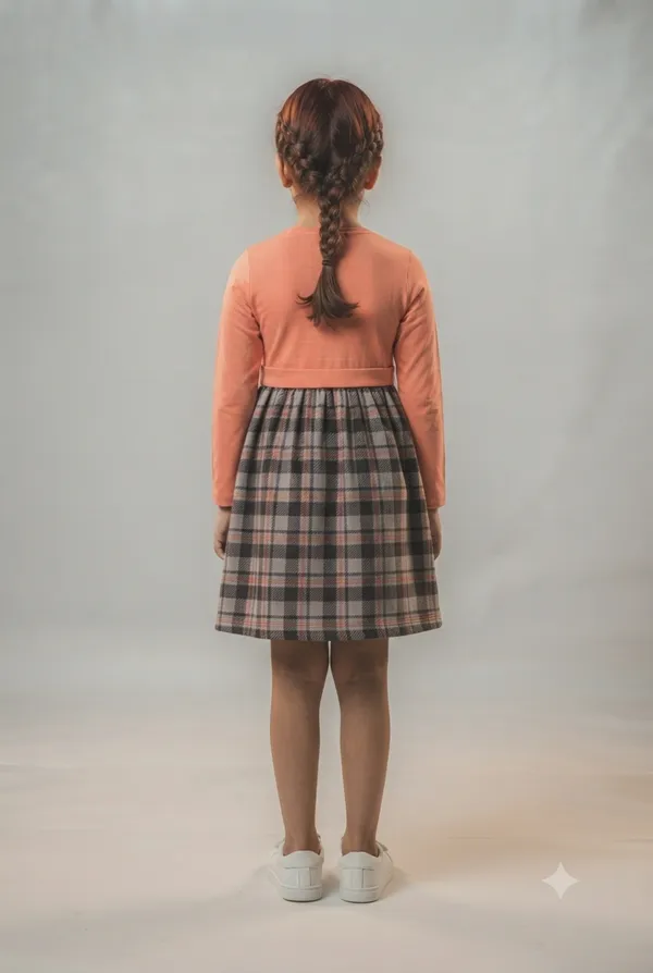 Coral_Plaid_Fit_And_Flare_Dress_for_Girls