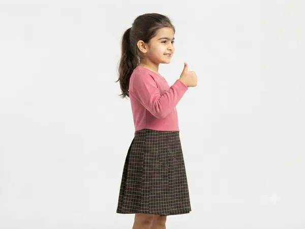 Pink_Plaid_Long_Sleeve_Dress_for_Girls