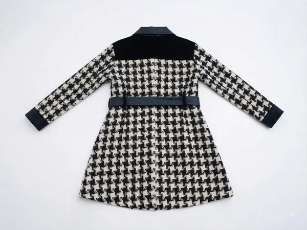 Black_And_White_Houndstooth_Long_Sleeve_Dress_for_Girls