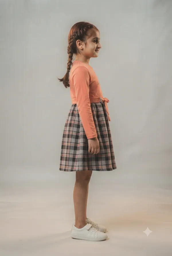 Coral_Plaid_Fit_And_Flare_Dress_for_Girls