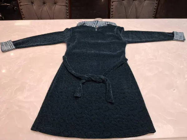 Black_Textured_Full_Sleeve_A-Line_Dress_for_Girls